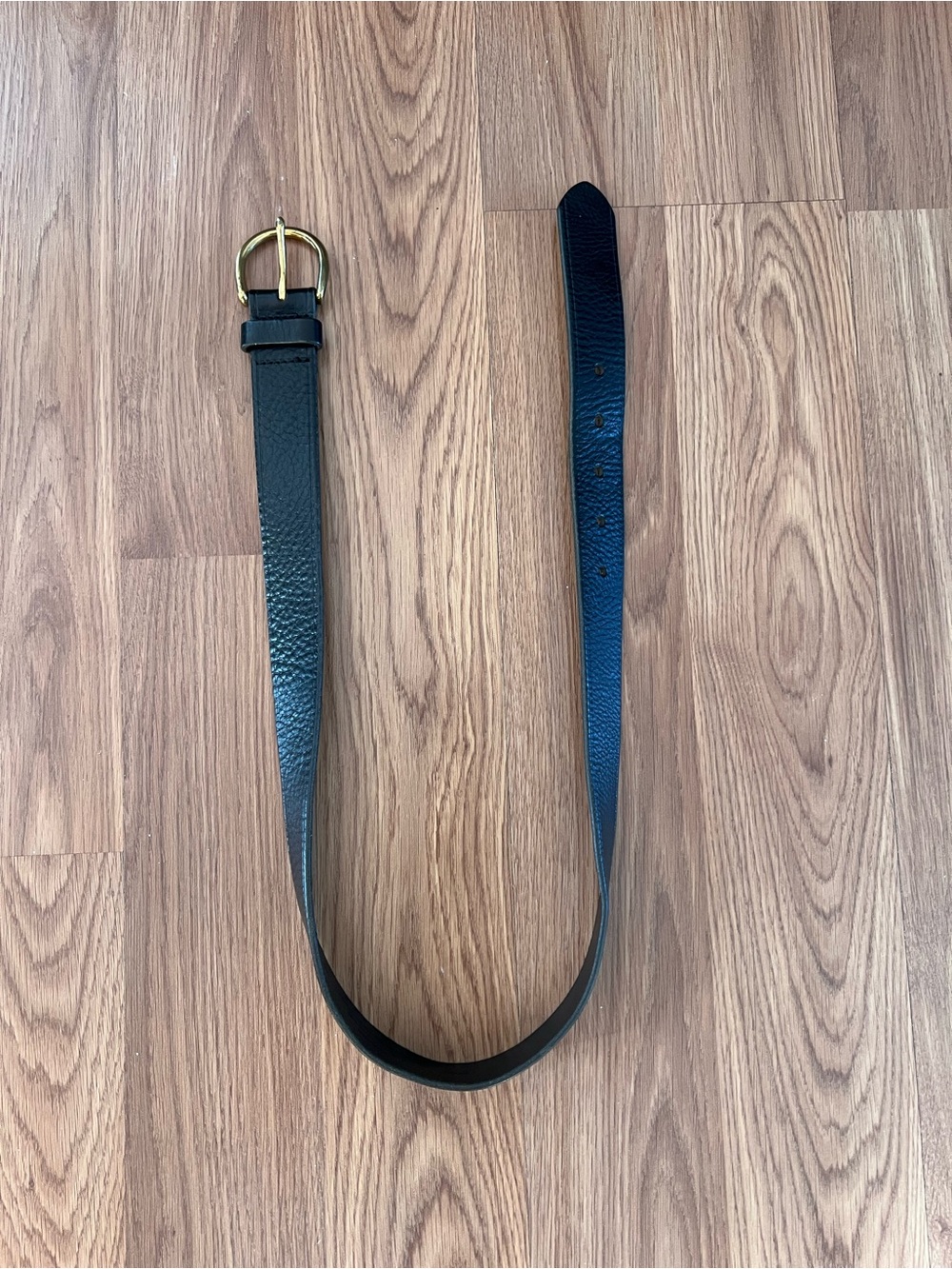Madewell Black Pebbled Leather Belt with Gold Buckle